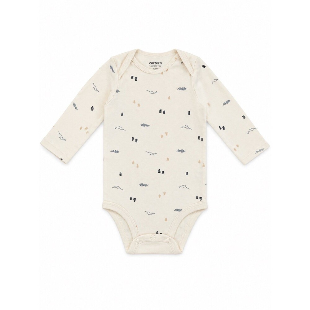 Carter’s Just One You Long Sleeve Bodysuit | 12M | Neutral Mountain Print